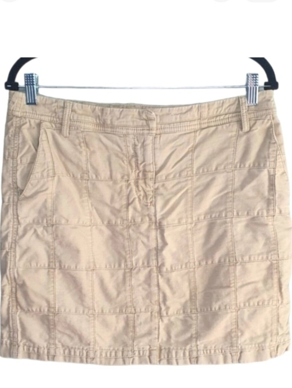 Y2K Khaki‎ Patchwork Mini Skirt Cotton Womens Size 8 Vintage